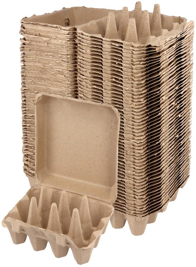 HOIGON 50 PCS 12 Cell Empty Paper Egg Cartons, Sturdy Pulp Fiber Egg Container Holder With Lids, Recycled Cardboard Egg Cartons - Image 1